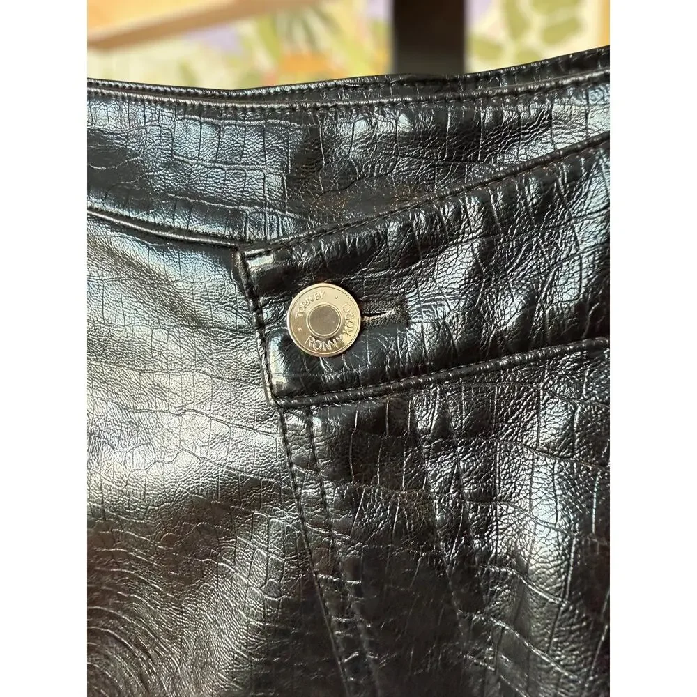 NWT Torn By Rony Kobo Donnie Faux Croc Leather Crossover Mini Skirt Womens Sze 8